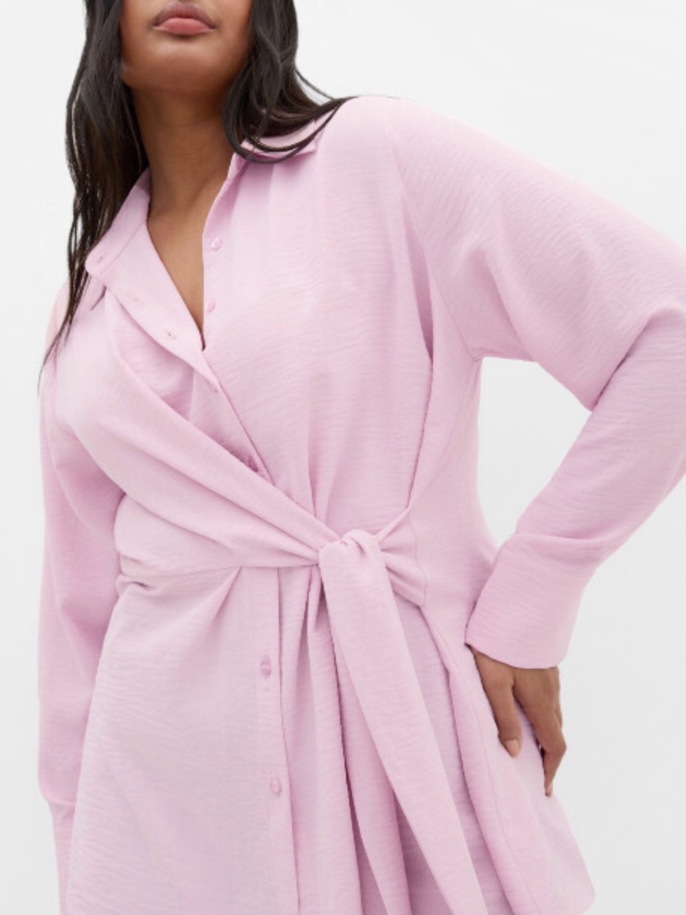 City Chic Light Pink Tie-Waist Blouse